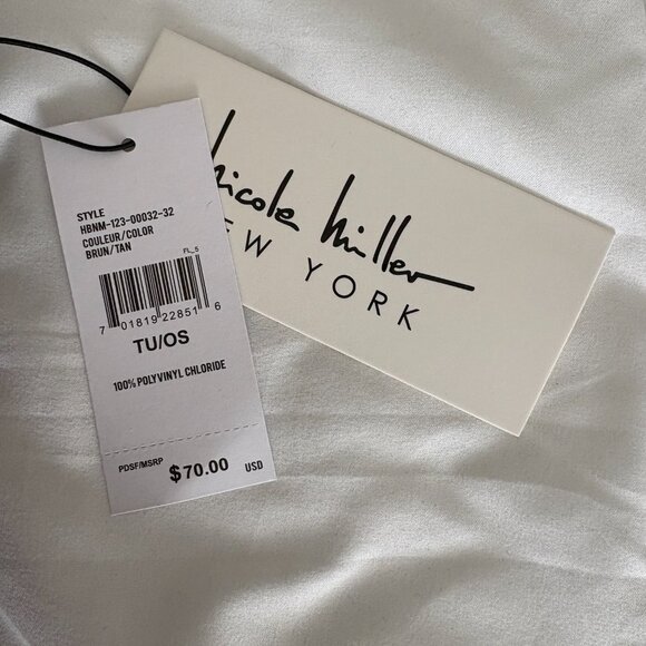 Nicole Miller New York Women's Leather Shoulder Bag Tan Scarf Accent NWT - Picture 5 of 12